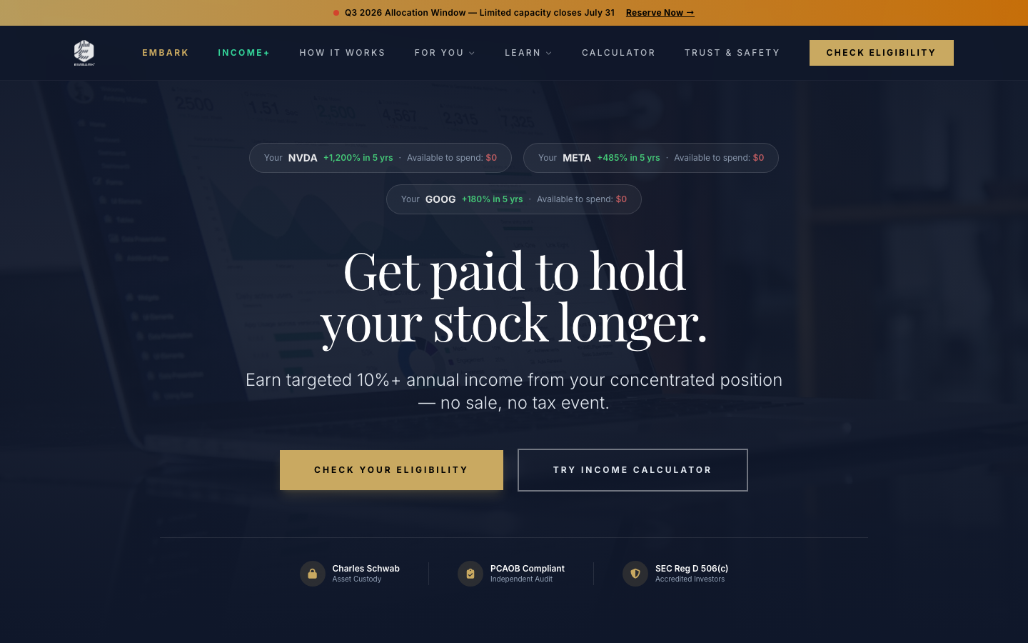 Embark Funds website